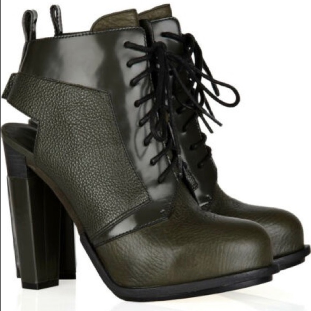 Alexander Wang Dakota Green Lace-Up Boots